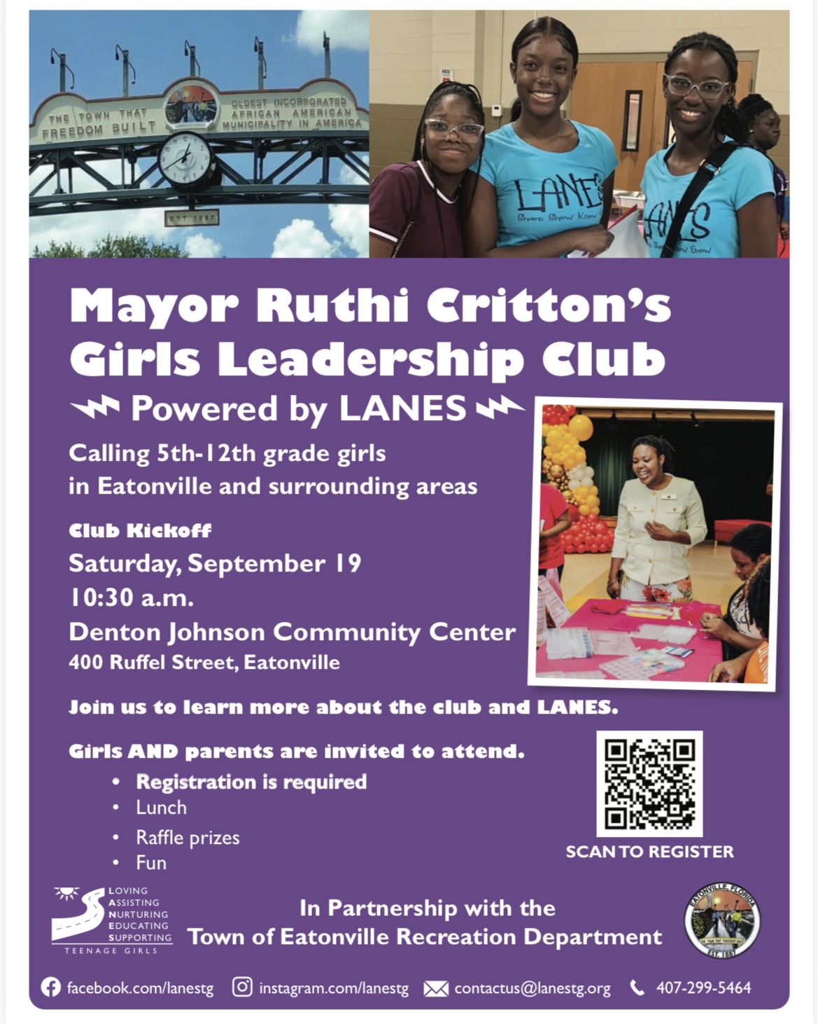 LANES Mayor Ruthi Critton Girls Leadership Club kickoff